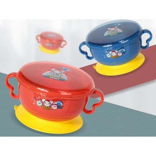 Baby Sucker Bowl Childrens Tableware Baby Learning Dish with Bowl Set PP Temperature Sensing Baby Feeding Bowl Spoon Dishes