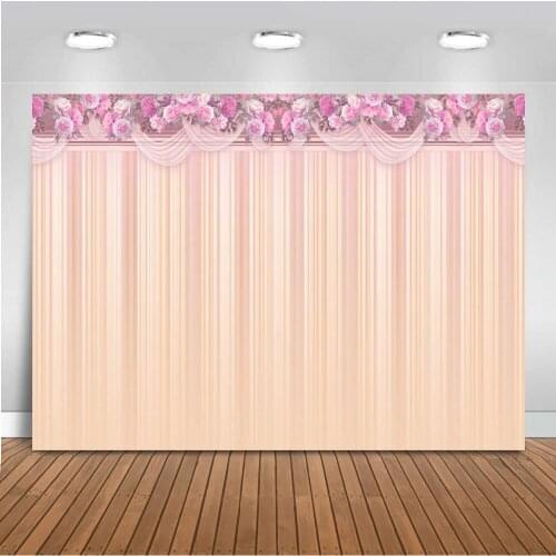 Photography backdrops wedding party pink floral Flower wall curtains love Bridal shower banner photo studio bridal shower props