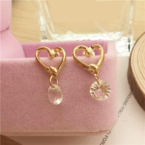 Glamour Earrings Korean Fashion Jewelry Sweet Love Crystal Simple Temperament Personality Geometric Womens Earrings