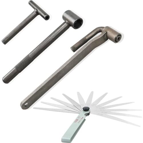 Motorcycle Engine Valve Adjustment Tool Square Hexagon Socket T Spanner Valve Screw Wrench 8mm 9mm 10mm Feeler Gauge 0.02 to 1mm