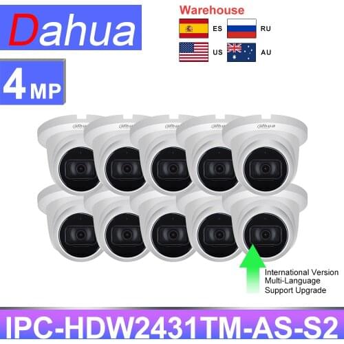 Dahua IPC-HDW2431TM-AS-S2 Original HD 4MP IP Camera Security PoE IR30m Night Vision H.265 IP67 WDR Mic DNR Home wholesale mic