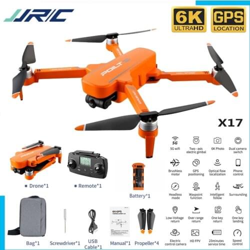 JJRC X17 6k-gps Brushless Two-axis Gimbal Dual Camera Drone 1km Long-distance 30min Professional Drone 5g Foldable Quadcopter