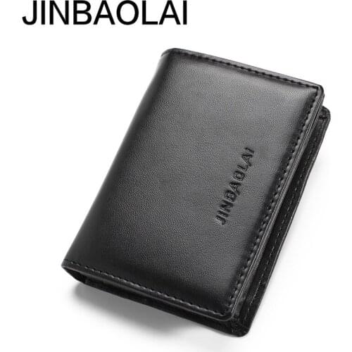 JINBAOLAI Retro Mens Wallet Short PU Leather Multi-card Card Holder Business Card Holder Mens Coin Purse