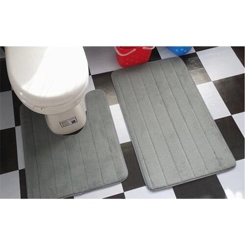 2 Pcs Simple Bathroom Mat Set U Shape Bathroom Carpet Toilet Rugs Non-Slip WC Mat High Water Absorbent Bath Rugs tapete banheiro