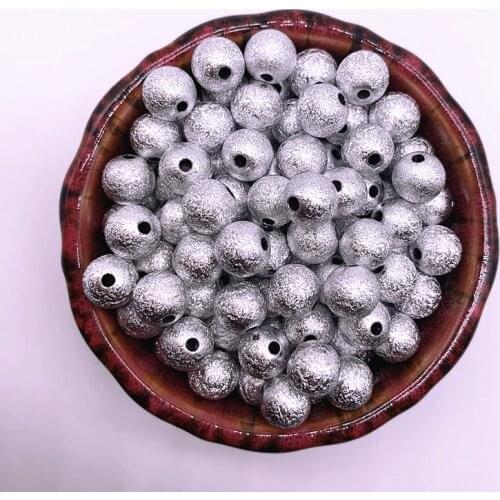 4/6/8/10/12mm Silver Frosted Stardust Round Acrylic Beads Loose Spacer Beads for Jewelry Making DIY Bracelet Accessories