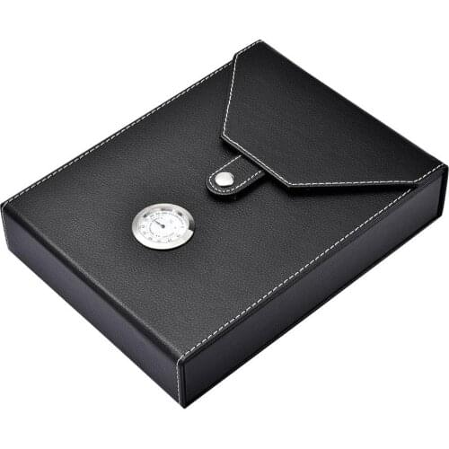 Mini Cigar Humidor Case Portable Cedar Wood Leather Travel Humidor Humidifier Gift Box