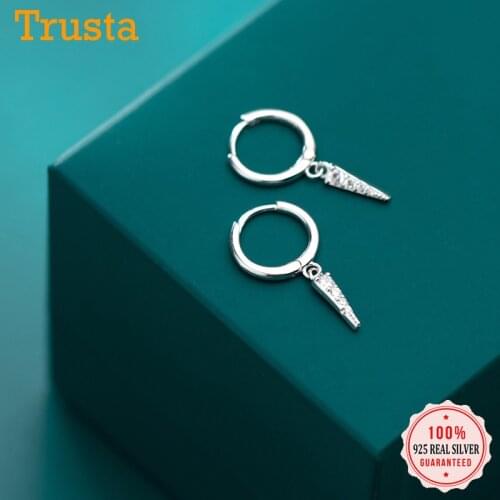 Trusta Minimalist 925 Sterling Silve Geometric Triangle Zircon Earrings for Fashion Women Party Fine Jewelry Accessories DA473