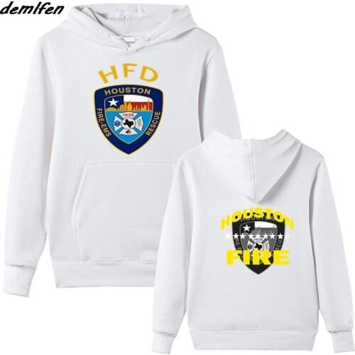 Spring Autumn Fashion Men Fleece Sweatshirt HFD Houston Fire Dept Fighter Design Hoodies Cool Jacket Coat Harajuku Streetwear