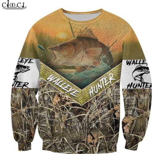 HX Cool Walleye Fishing 3D Printed Men Hoodie Clothes Fashion Sweatshirt Zip Pullover Casual Jacket Tracksuit Drop Shipping