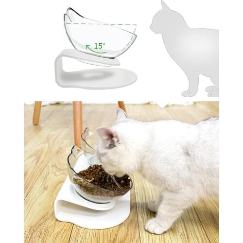 Cat Bowl Double Bowl Pet Feeder Holder Non-slip Cat Transparent Bowls Pet Food Feeder Bowls For Cats And Small Dogs Pet Supplies