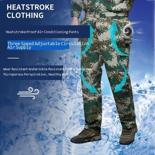 Cooling With Fan Sport Trousers Summer Air-conditioning Hiking Pants Heatstroke Prevention Work Clothes USB Charging Pants