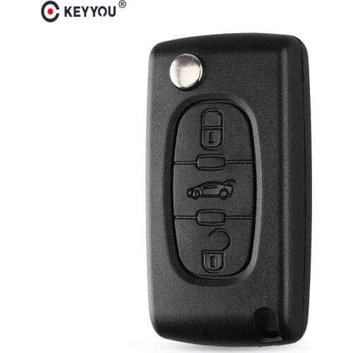 KEYYOU 3 Buttons Flip Folding Remote Control Key Shell Car Key Case Fob Cover For Peugeot 307 308 407 607 CE0536 Without Groove