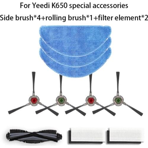 Original Replacement Kits for yeedi k650 Robot Vacuum Cleaner, Side Brushes 4pcs,3PCS Rags,Filter 2pcs,Main Brushes