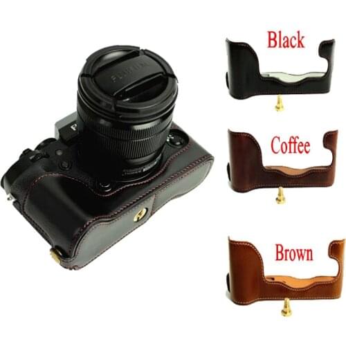 PU Leather Bottom Camera Bag Half case For Finepix Fuji Fujifilm XT1 XT-1 Camera Coffee Black Brown High Quality