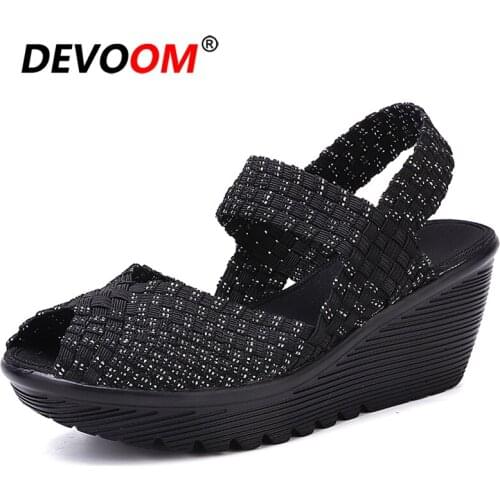 Peep Toe Summer Flats Woven Shoes Mocassins Femmes Chaussures Plus Size Shoes Womens Flats 2019 Women Comfy Platform Sandal Shoe