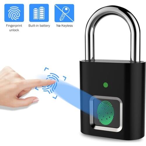 Fingerprint Lock USB Rechargeable Quick Unlock Waterproof Long Standby Electronic Padlock Anti-Theft For Door Luggage Case Bag