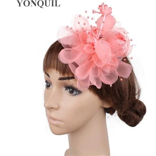 Polyester fashion party floral fascinators wedding race headwear with clips for women ladies royal event hair accessories SYF443