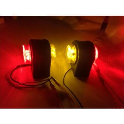 1pair 2'' Red Amber 10-30V LED short rubber stalk light bar side marker Light outline lamps lights Trailer Truck Lorry EMARK