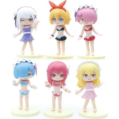 6pcs/set Re:Life In A Different World From Zero Rem Ram Q Version Cute Figure Dolls PVC Decoration Model Toys Gift