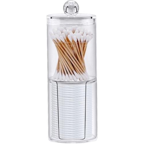 Acrylic multifunctional round receive box jewelry box new cosmetic make-up cotton swabs transparent container