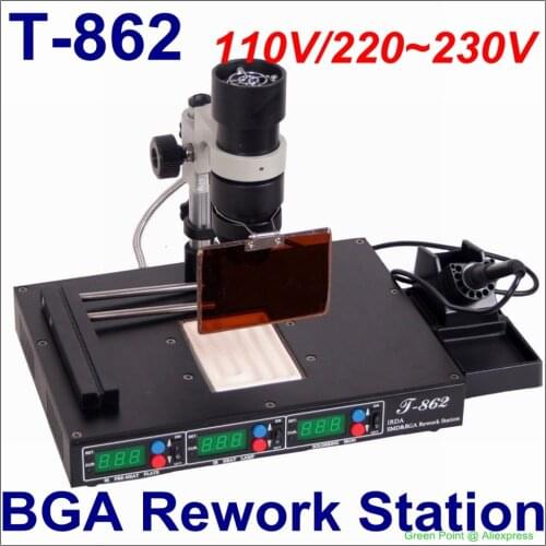 Authorized PUHUI T-862 IRDA SMD & BGA IR Rework Station T-862 IRDA Soldering Welder T862 Infrared SMT Welder T 862