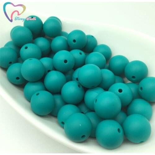 Teeny Teeth 100 PCS Forest Green BPA Free Silicone Round Loose Beads 9-19 MM DIY Pacifier Chain Tools Baby Teething Soft Beads