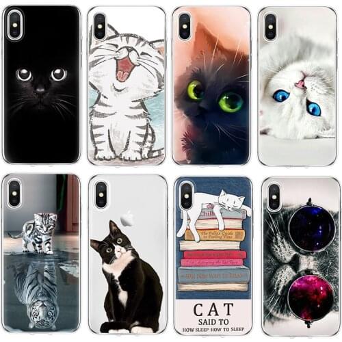 Cute Lovely Black White Cat Case for iphone 11 12 11pro 12mini Pro Max Case For iPhone 7 8 SE 2020 Clear Back Cover Fundas Coque