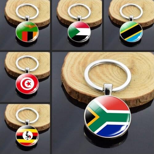 Flag Keychain Egypt Nigeria South Africa Africa National Flag Double Keychain Quote Glass Dome Jewelry Key Chain Ring Gift