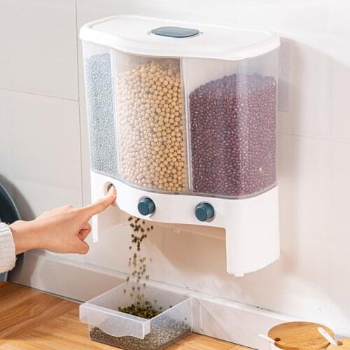 12L Sealed Food Storage Box Wall Mounted Cereal Grain Container Insect and Moisture Proof Household Kitchen Dry Food Dispenser