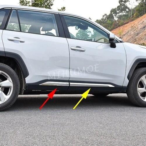 Chrome Door Body Skirts Molding Strips For Toyota RAV4 RAV 4 2019 2020 Accessories