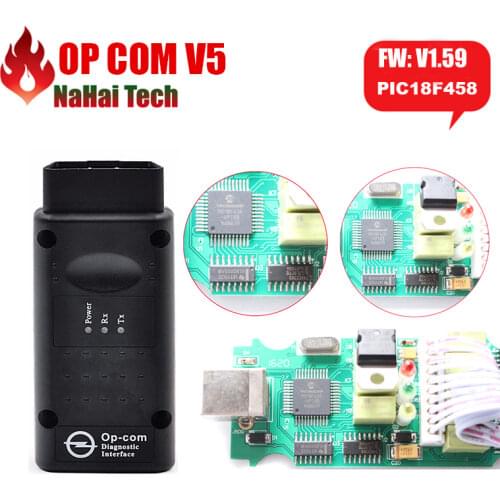 OP COM V1.59 V1.99 FW OP-COM with PIC18F458 Chipcan be Flash Update V5 PCB for Opel COM OPCOM OBD2 Scanner Diagnostics-Tool
