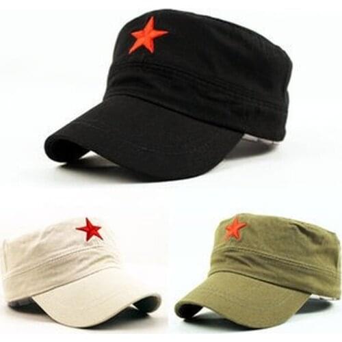 Five-Pointed Star Retro Flat-Top Cap Summer Unisex Fashion Hat Red Hat Headwear