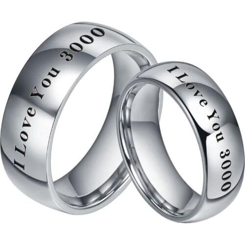 Lovers Ring Stainless Steel Engraved Letter "I Love You 3000" Ring Love Commitment Jewelry Men and Women Vow Ring Size Us5-13