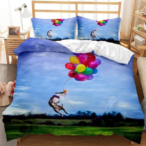 Autumn And Winter Boys And Girls Household 3D Pet Dog Pet Cat Picture Quilt Cover 2/3PCS Bedding Cover