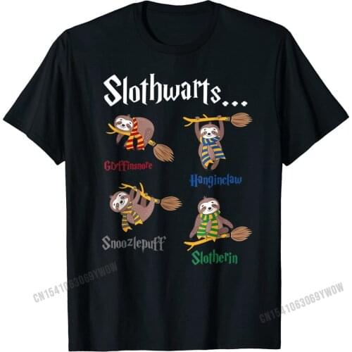 Sloth Slothwarts-Funny Birthday Gift Sloth T-Shirt T-Shirt Brand Funny Tops Shirt Cotton Tshirts for Men Simple Style Tshirt