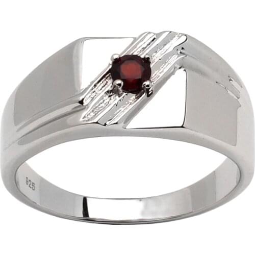 925 Silver Ring Men Natural Red Garnet 4mm Gemstone January Birthstone Birthday Gift Size 6 to 13 R511RGN