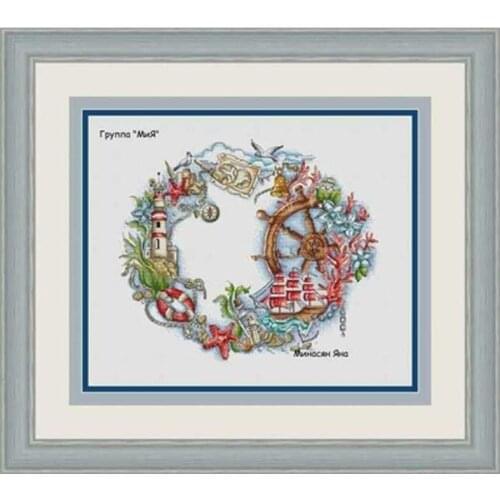 Nautical history wreath paradise Counted Cross Stitch 11CT 14CT 18CT DIY Cross Stitch Kits Embroidery Needlework Sets home decor