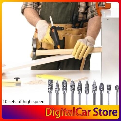 10 Piece Set Of High Speed Steel Electric Grinder Grinding Head Woodworking Rotary File Milling Cutter Carving Knife