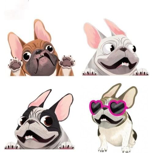 Fawn French Bulldog Animal Cartoon Car Stickers Waterproof Bumper Accessories Good Quality Waterproof Sun Protection Anti-UV