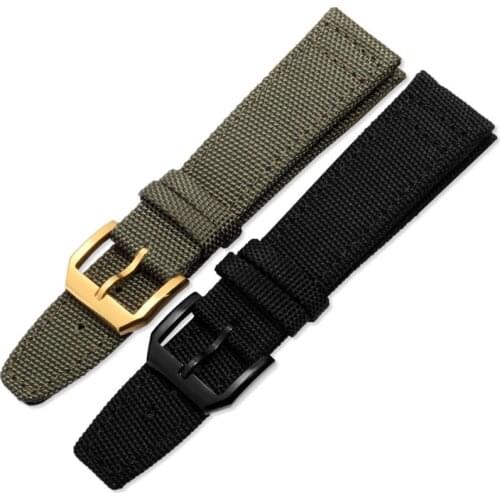 Nylon Canvas Fabric Watch Band for IWC Pilot Spitfire Timezone Strap Belts Genuine Leather Wristwatch Straps 20 21 22mm