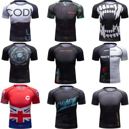 New MMA Rashguard for Men Jiu Jitsu T-shirts Fitness MMA T Shirt Kickboxing Gym Bjj Rash Guard Fightwear Boxeo Muay Thai Tee