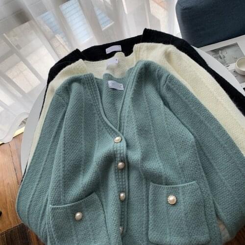 Obrix V-Neck Single Breasted Loose Fit One Size Solid Color Casual Style Beautiful Cardigan For Women