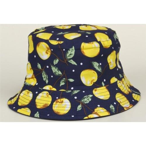 LDSLYJR 2021 Cotton fruit yellow apple print Bucket Hat Fisherman Hat outdoor travel hat Sun Cap Hats for Men and Women 455