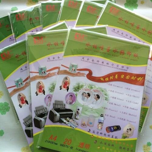 OK for all kinds of inkjet printers A4 size (90 sheets/lot) inkjet clear decal printing paper for ceramics mug plate