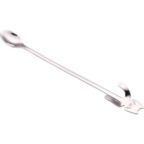 Stainless Steel Lovely Cartoon Cat Hanging Coffee Cup Spoon Ice Cream Dessert Teaspoon Creative Hanging Scoop Tableware Collect