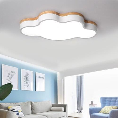Modern led indoor cloud ceiling lights fixture kids cute wooden living bedroom lamp dimmable cartoon home decoration luminaire
