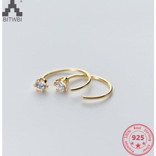925 Silver Zircon Small Hoop For Girls Child Women Beautiful Huggies Earring Jewelry