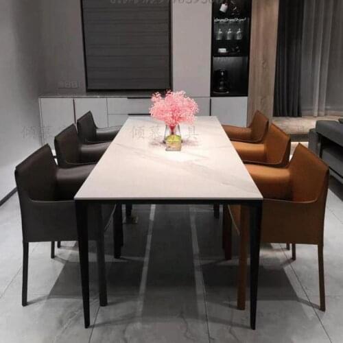 Nordic Light Luxury Dining Chair Modern Simple Home Dining Chair Backrest Armrest Stool Italian Minimalist Saddle Leather Book C