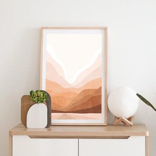 Nordic Mural Antique Bohemian Home Decoration Abstract Landscape Poster Sun Oil Painting Poster Neutral Wall Art Painting