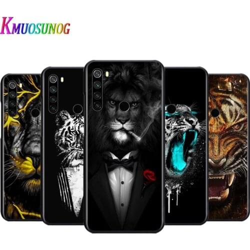 Tiger lion beast For Xiaomi Redmi Note 4 4X 5 5A 6 7 8 8T 9S/T 10 10S 5G Global version Por Max Black Silicone Soft Phone Case